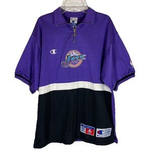 Vintage Utah Jazz NBA Champion Purple Warm Up Shooting Shirt Youth Size L 14-16